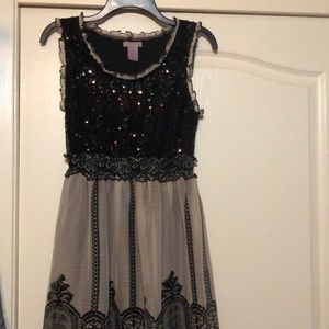 Ultra Pink Sequin Black Cream Dress